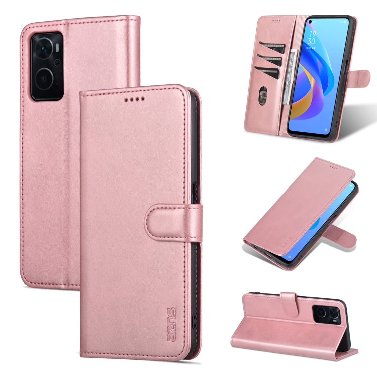 Rose gold calf-texture flip leather phone case with stitched folio and camera cutout