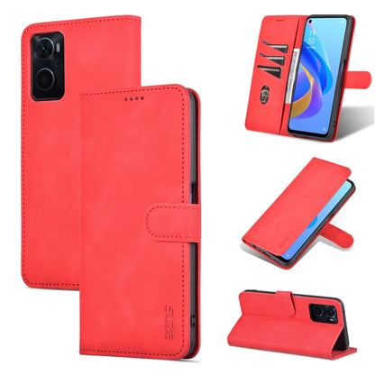 Red calf-texture flip leather phone case with side clasp and camera opening