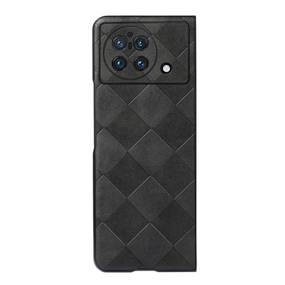 Black PU plaid phone case with diamond texture and precise camera and button holes