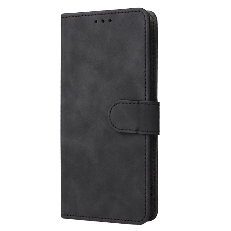 Black magnetic flip leather phone case, front cover with button flap