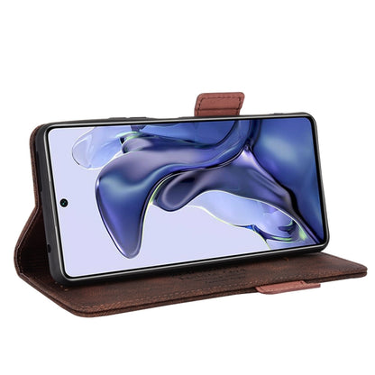 Brown leather folio phone case with magnetic clasp and stand for viewing