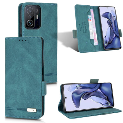 Teal leather folio phone case with magnetic clasp, card slots, and kickstand support