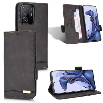 Dark gray leather folio phone case with magnetic clasp and card slot pocket