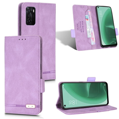 Lavender leather flip phone case with magnetic clasp and card slot, front cover open
