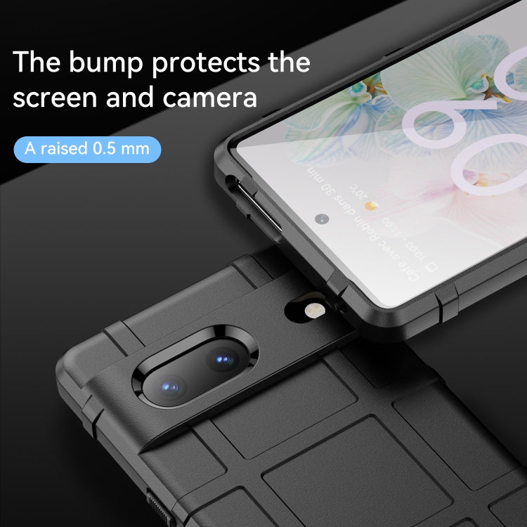 Rugged TPU phone case for Google Pixel 7, black with raised camera and screen protection