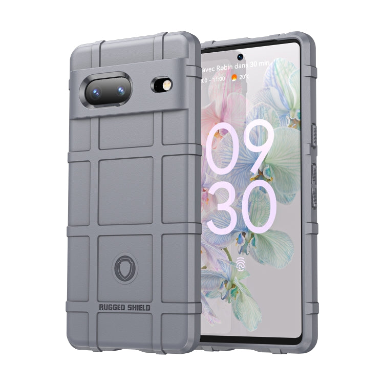 Full-coverage rugged TPU phone case for Google Pixel 7, light grey with camera cutout