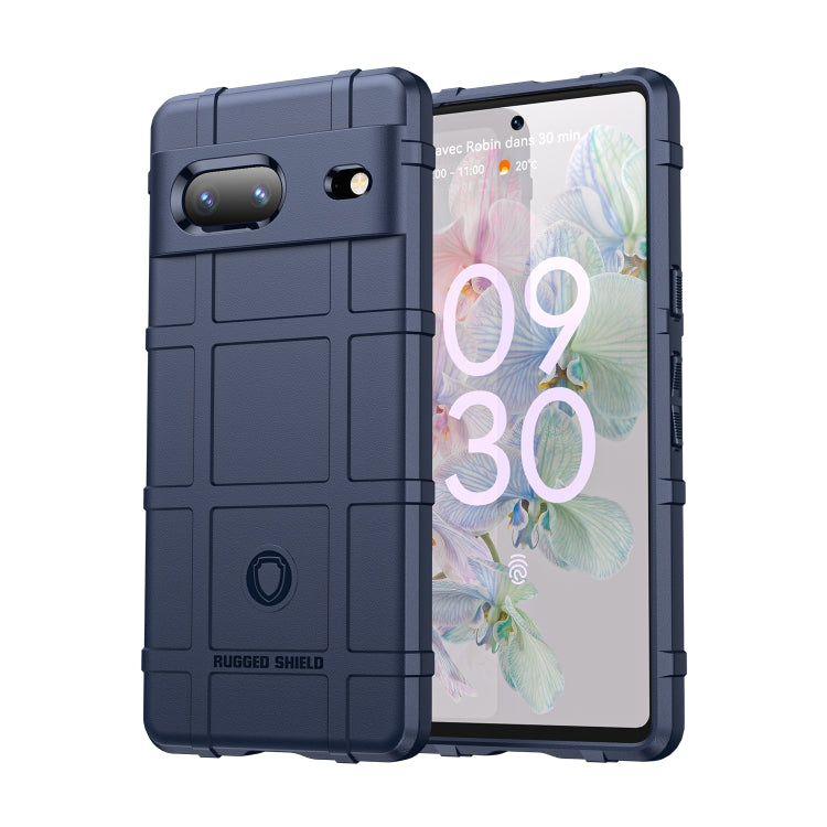 Rugged TPU phone case for Google Pixel 7, dark blue with textured back and cutouts