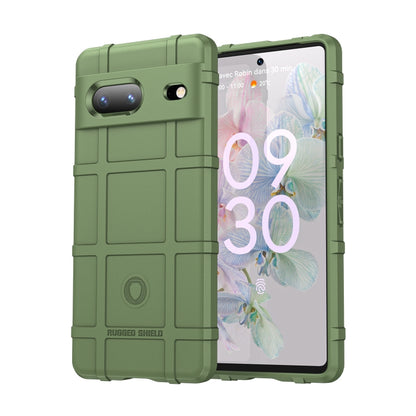 Full-coverage rugged TPU phone case for Google Pixel 7, green with camera cutout