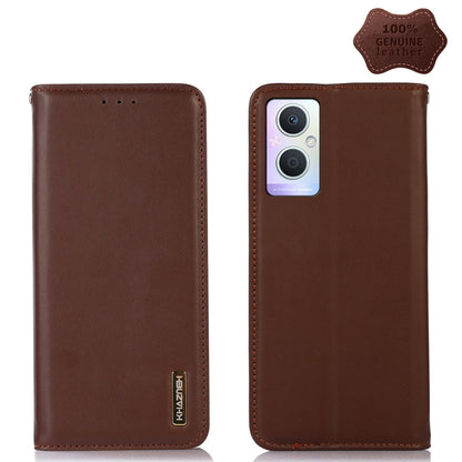 Cowhide leather phone case with stitched edges, brown, dual-lens camera cutout