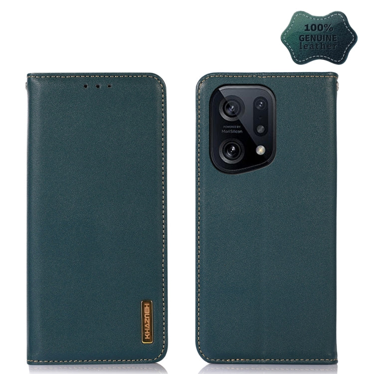 Green leather wallet phone case with camera opening and stitched outer edge