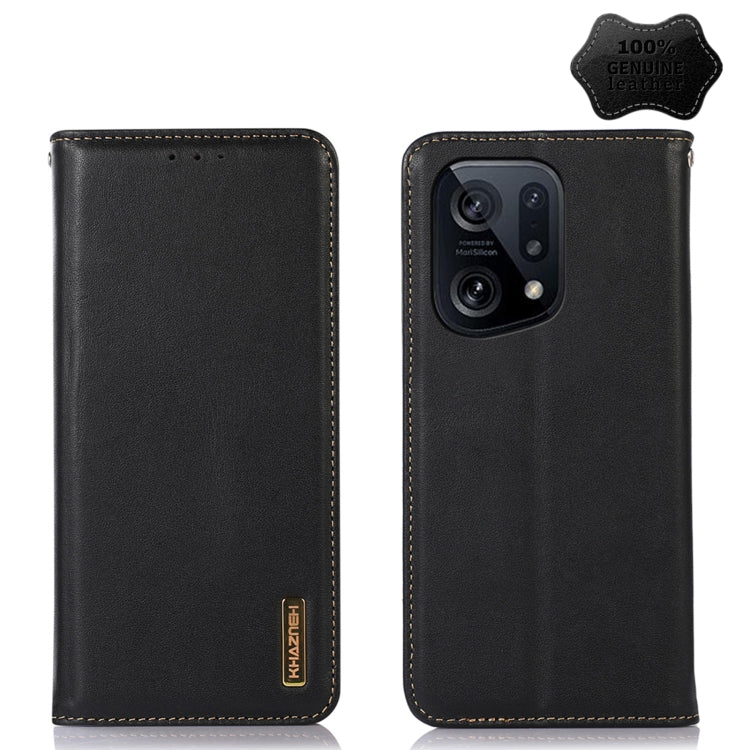 Black leather phone case with camera cutout and stitched edges, flip-style front.
