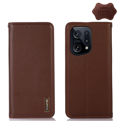 Cowhide leather phone case with stitched edges, brown, triple-lens camera cutout