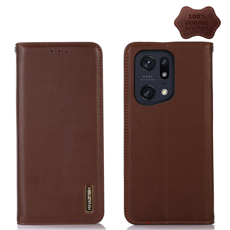 Cowhide leather phone case with stitched edges, brown, quad-lens camera cutout
