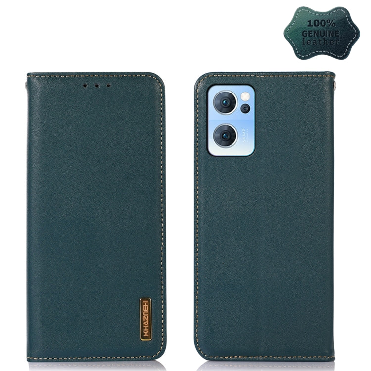 Green leather wallet phone case with single camera cutout and stitched edges