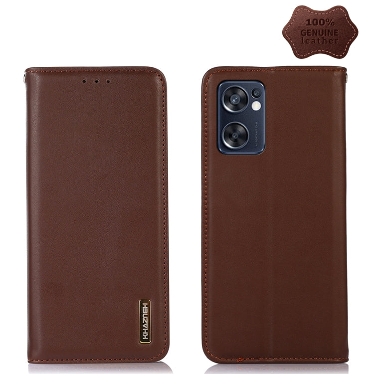 Cowhide leather phone case with stitched edges, brown, dual-lens camera cutout