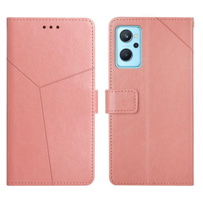 Rose pink leather flip phone case with stitched design and camera cutout