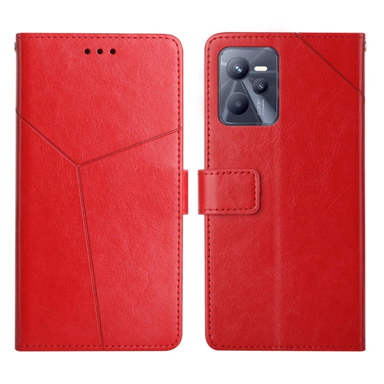 Red flip leather phone case with card slot and camera cutout, magnetic closure