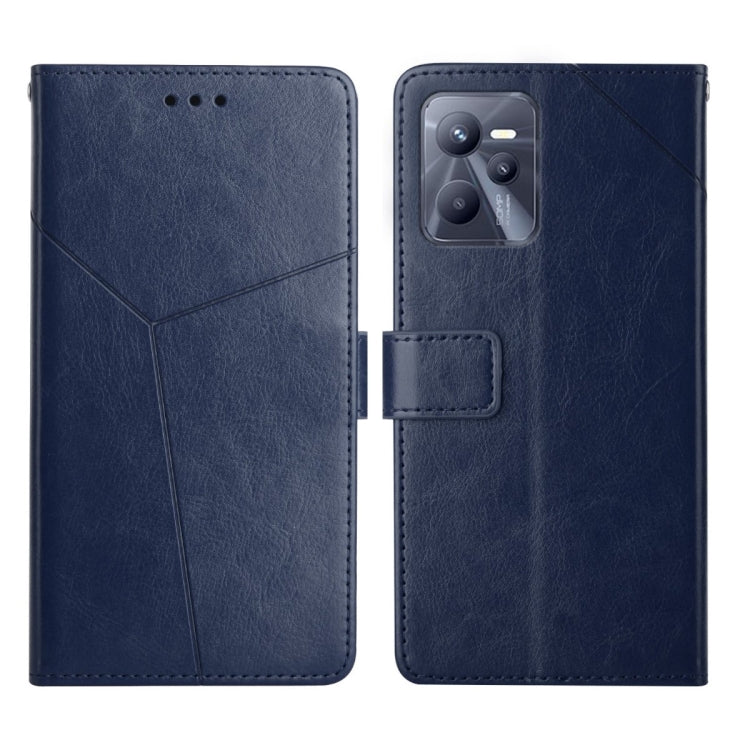 Blue flip leather phone case with card slot and camera cutout, magnetic closure