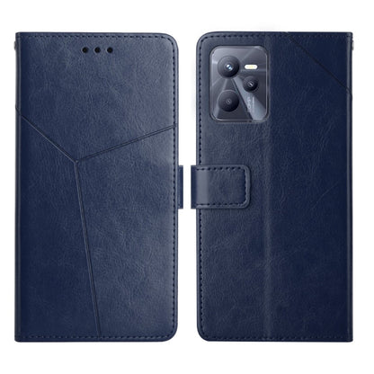Blue flip leather phone case with card slot and camera cutout, magnetic closure