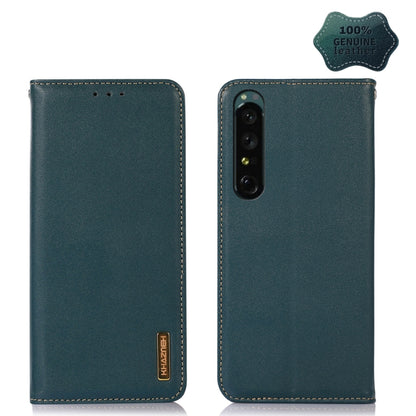 Green leather phone case with stitched edges and cutout for dual camera module