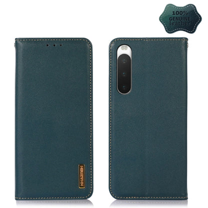 Green leather phone case set with back view and dual camera cutout