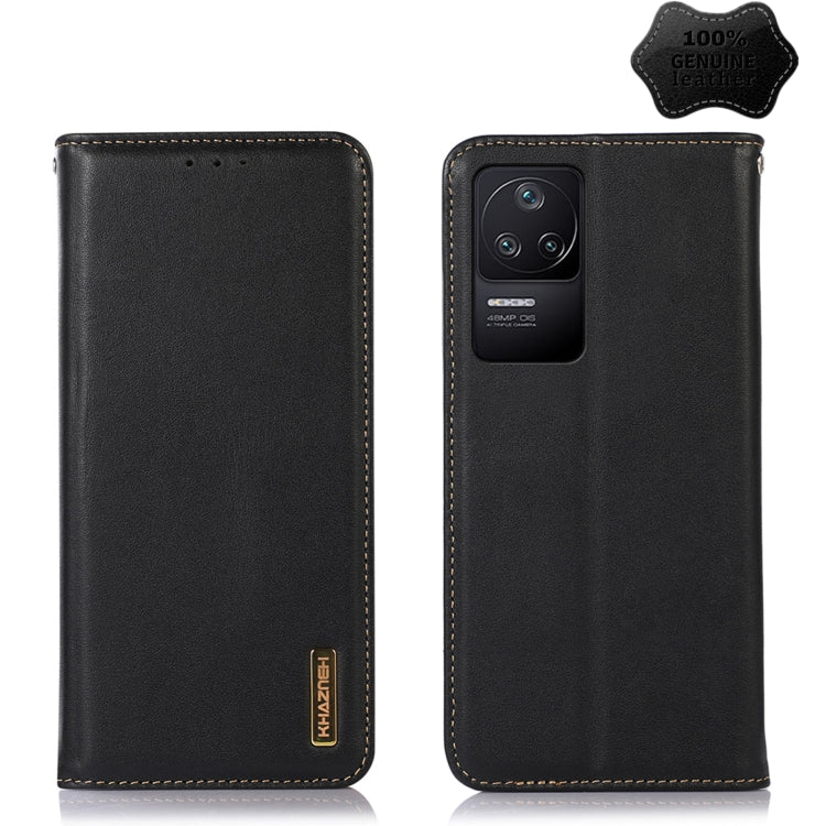 Black leather phone case with folio cover, small camera window, and tan stitched edges