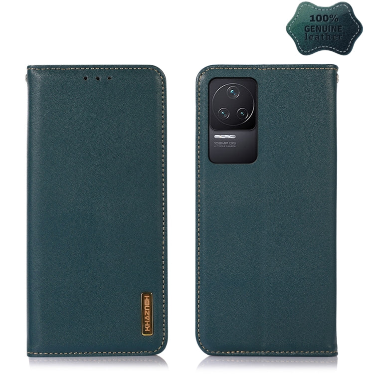 KHAZNEH green leather phone case set view with front flap and camera cutout