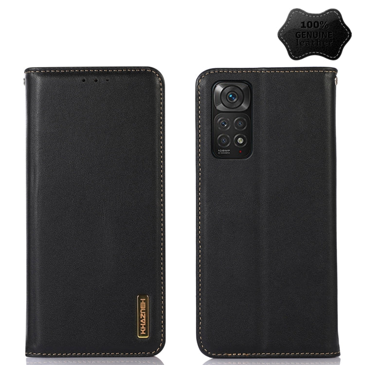 Black leather phone case with folio cover, multi-camera cutout, and contrast tan stitching