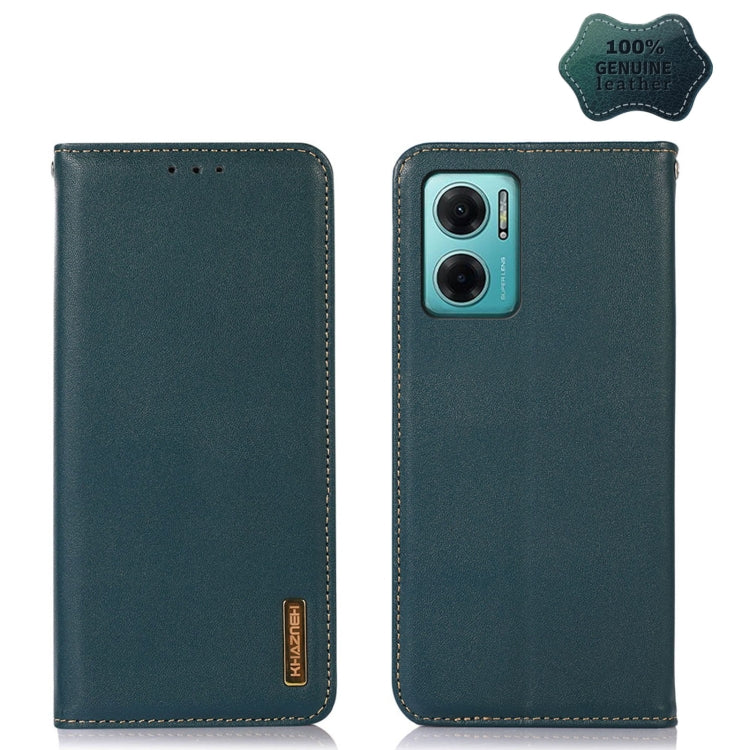Teal leather flip phone case with single camera opening and stitched border