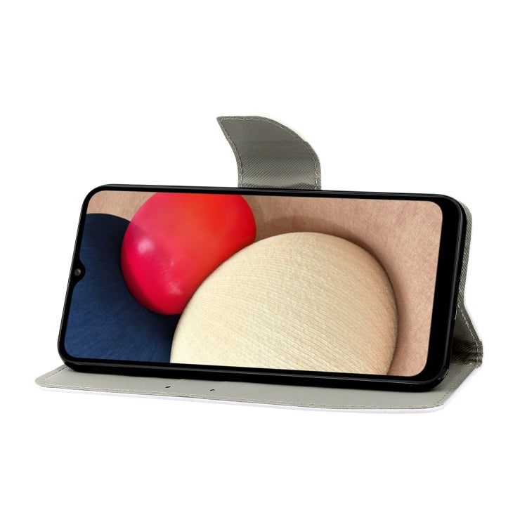 Leather phone case with flip cover, gray with red heart and blue gradient design