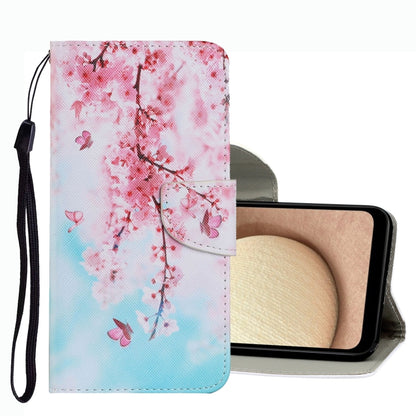 Pink and blue floral leather phone case with flip cover and wrist strap
