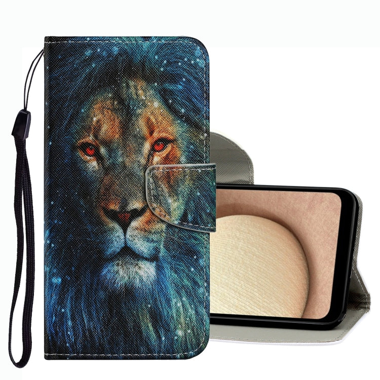 Lion face leather phone case with flip cover and wrist strap