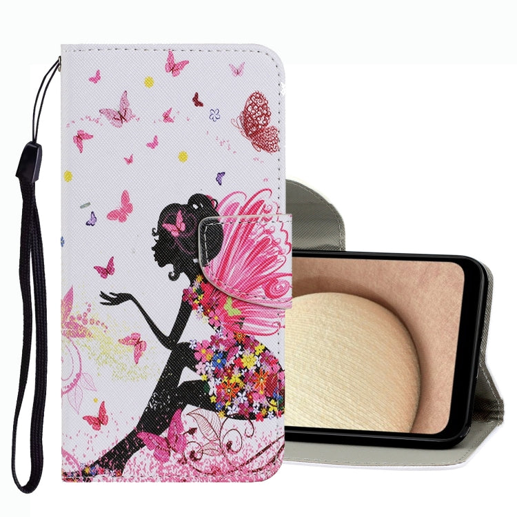 White butterfly portrait leather phone case with flip cover and wrist strap