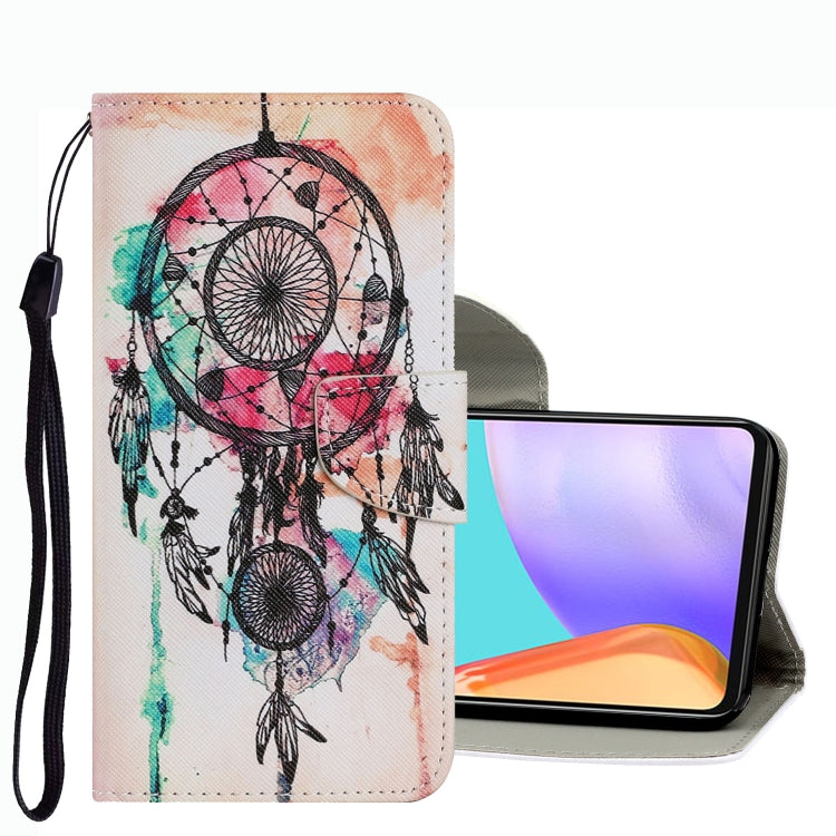 Leather phone case with dreamcatcher graphic pattern and side wallet card slot