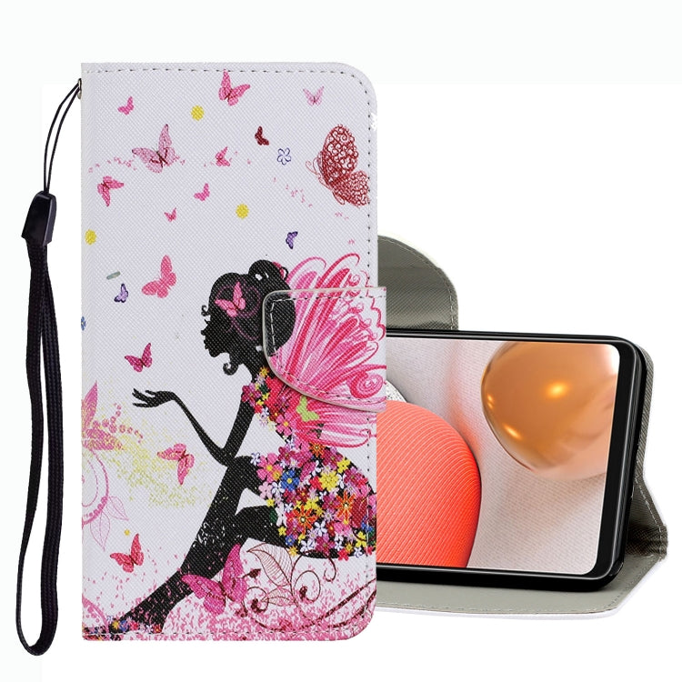White leather wallet phone case with butterfly and lady silhouette, flip cover and strap