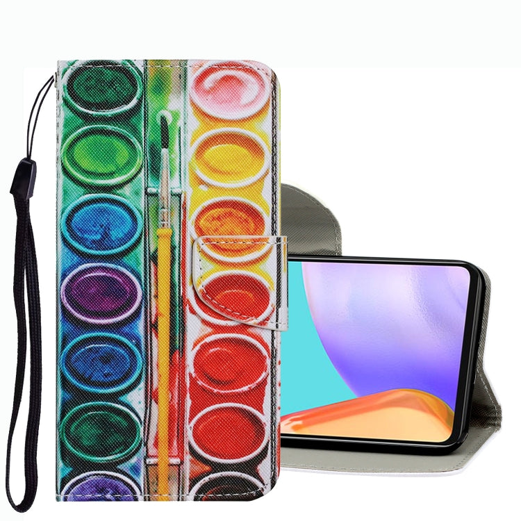Multicolor circle patterned leather phone case with wrist strap, flip cover and card slot