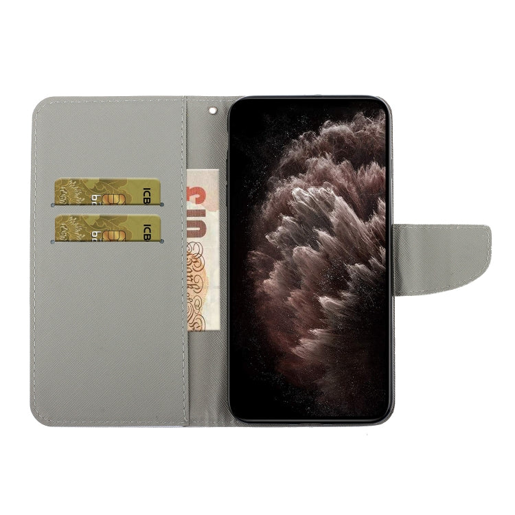 Leather phone case with flip cover, light gray interior, card slots, magnetic closure.