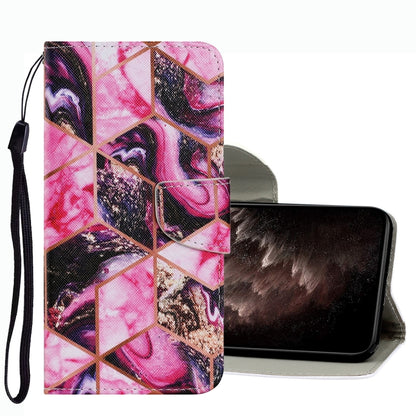 Leather phone case with pink cat portrait collage and wrist strap, front flip cover