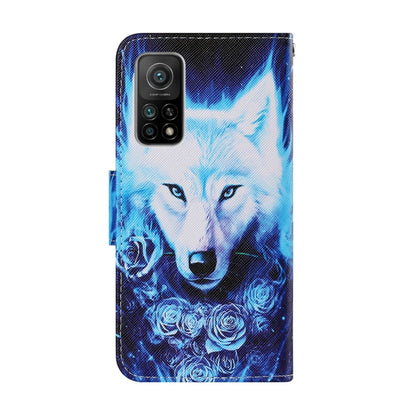 Blue wolf with roses leather phone case cover with cutout for camera