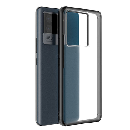 Four-corner shockproof phone case in dark blue with raised edges