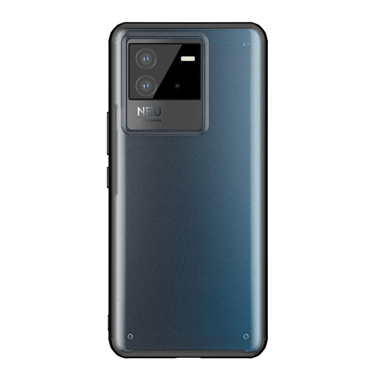 Four-corner shockproof phone case with camera cutout; dark blue back