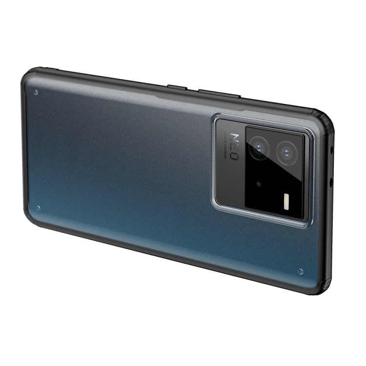 Four-corner shockproof phone case with camera frame cutout; dark blue