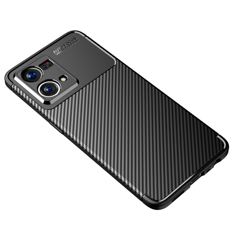 Black carbon fiber texture TPU phone case, back side view with camera openings