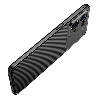 Black carbon fiber texture TPU phone case, thin side profile view with buttons
