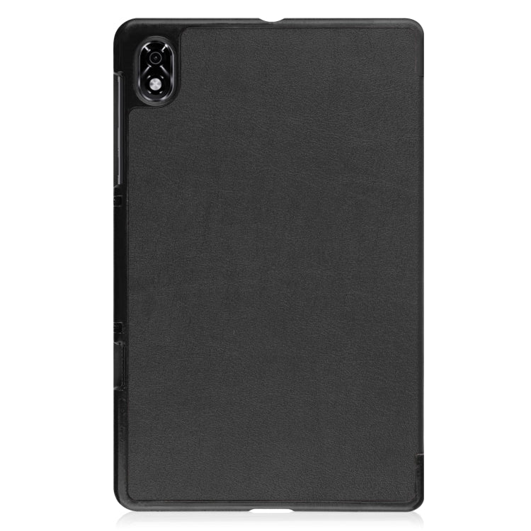 Black leather-look tablet back cover case with camera cutout and slim profile