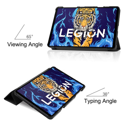 Black tri-fold tablet case with adjustable stand for viewing and typing angles