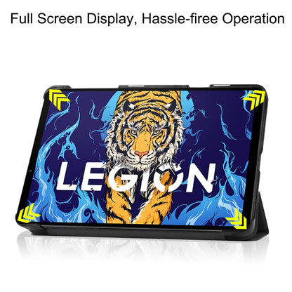 Black tri-fold tablet case propped open as a landscape viewing stand