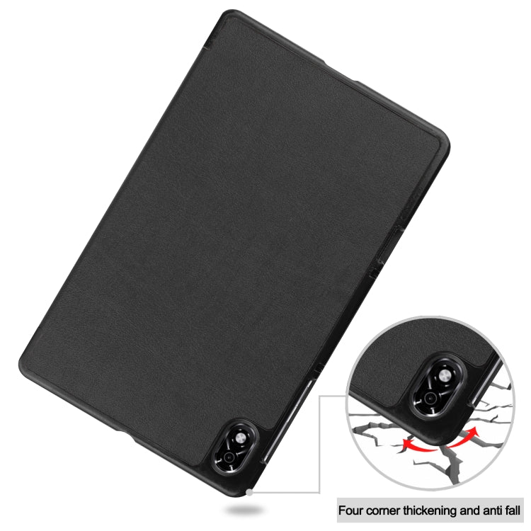 Black leather-look tablet case with corner anti-slip grip points