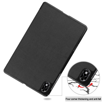 Black leather-look tablet case with corner anti-slip grip points