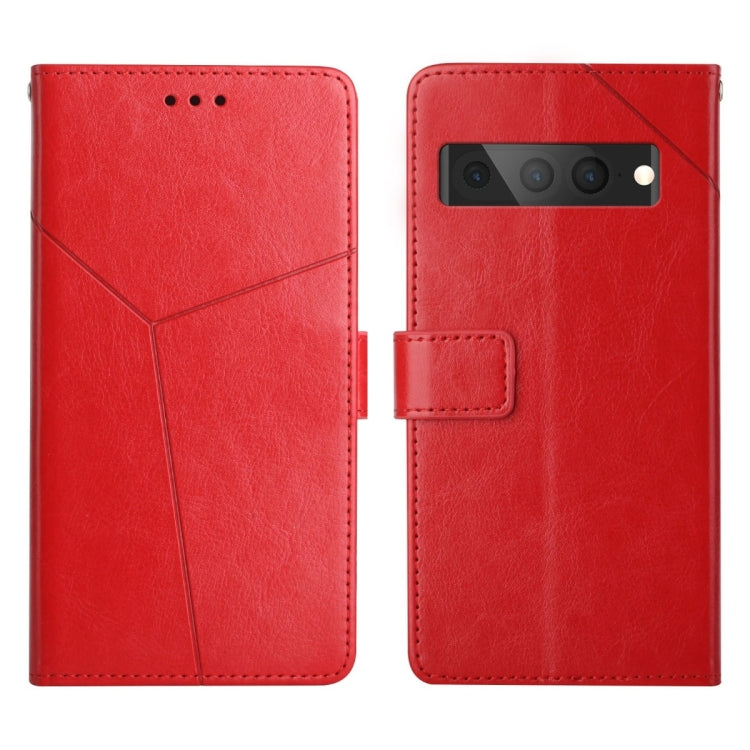 Red leather flip phone case with card holder and camera cutout, front and back view